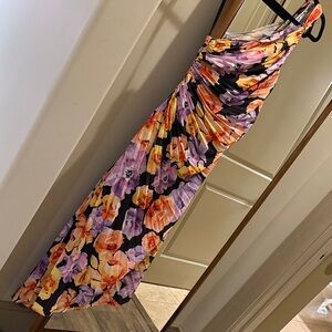 Floral Pleated Asymmetrical dress